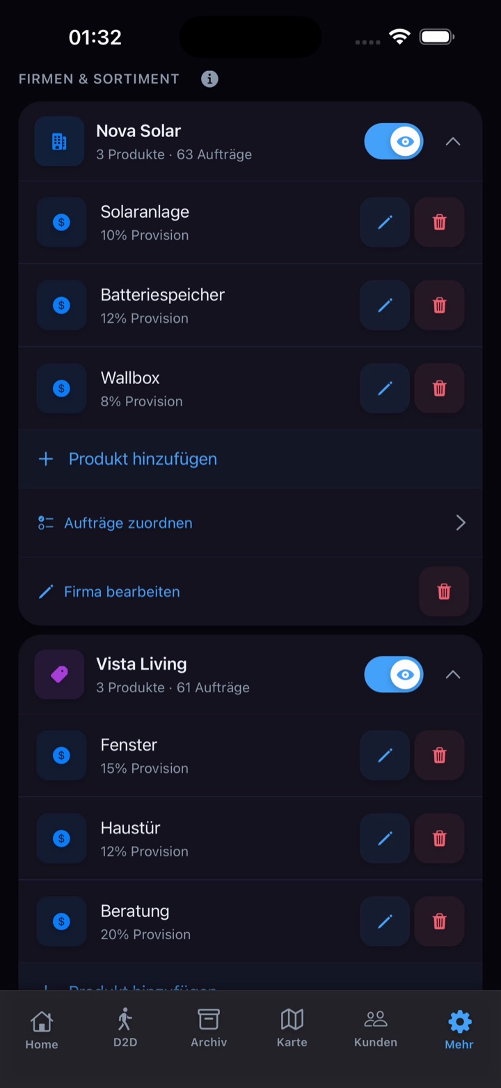 Ihr Sortiment klar geordnet