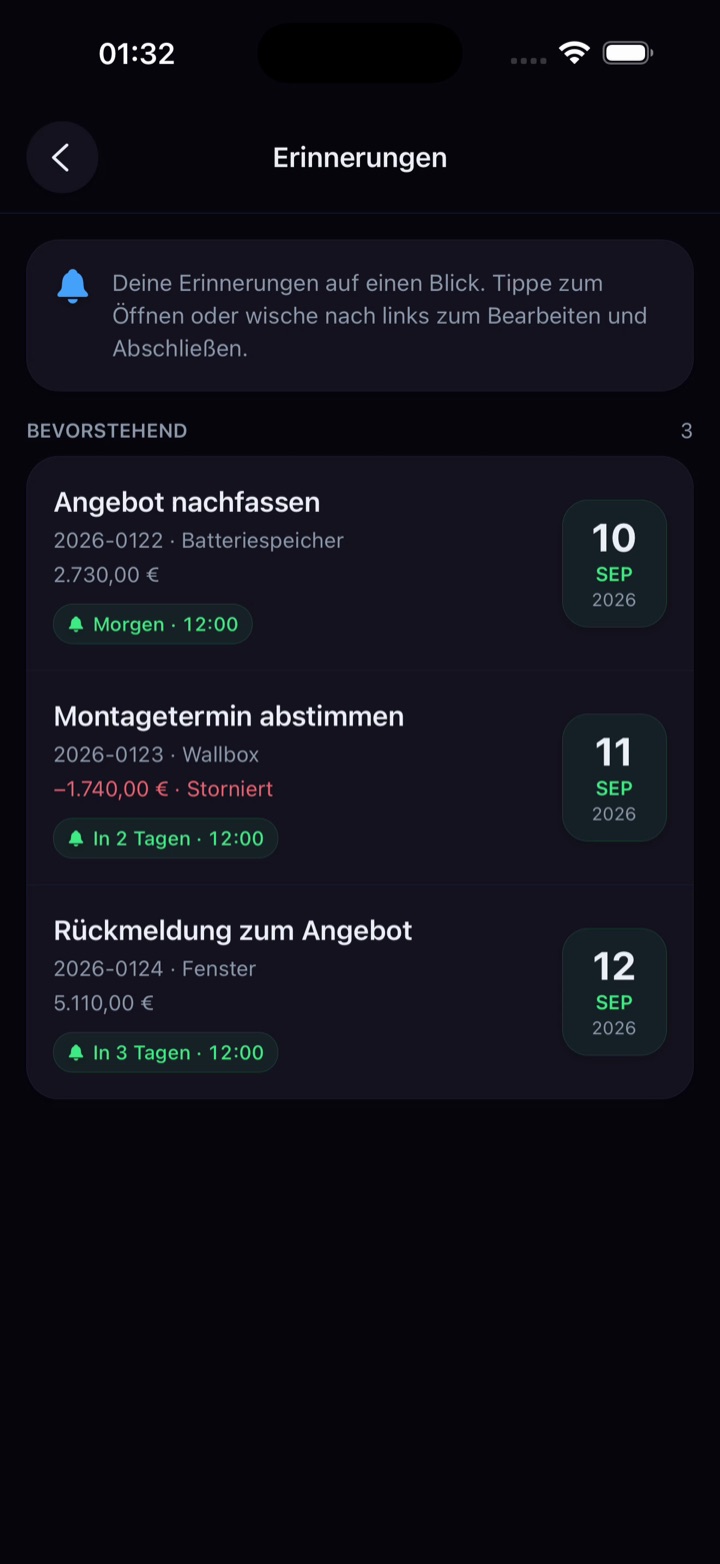 Den nächsten Schritt vormerken