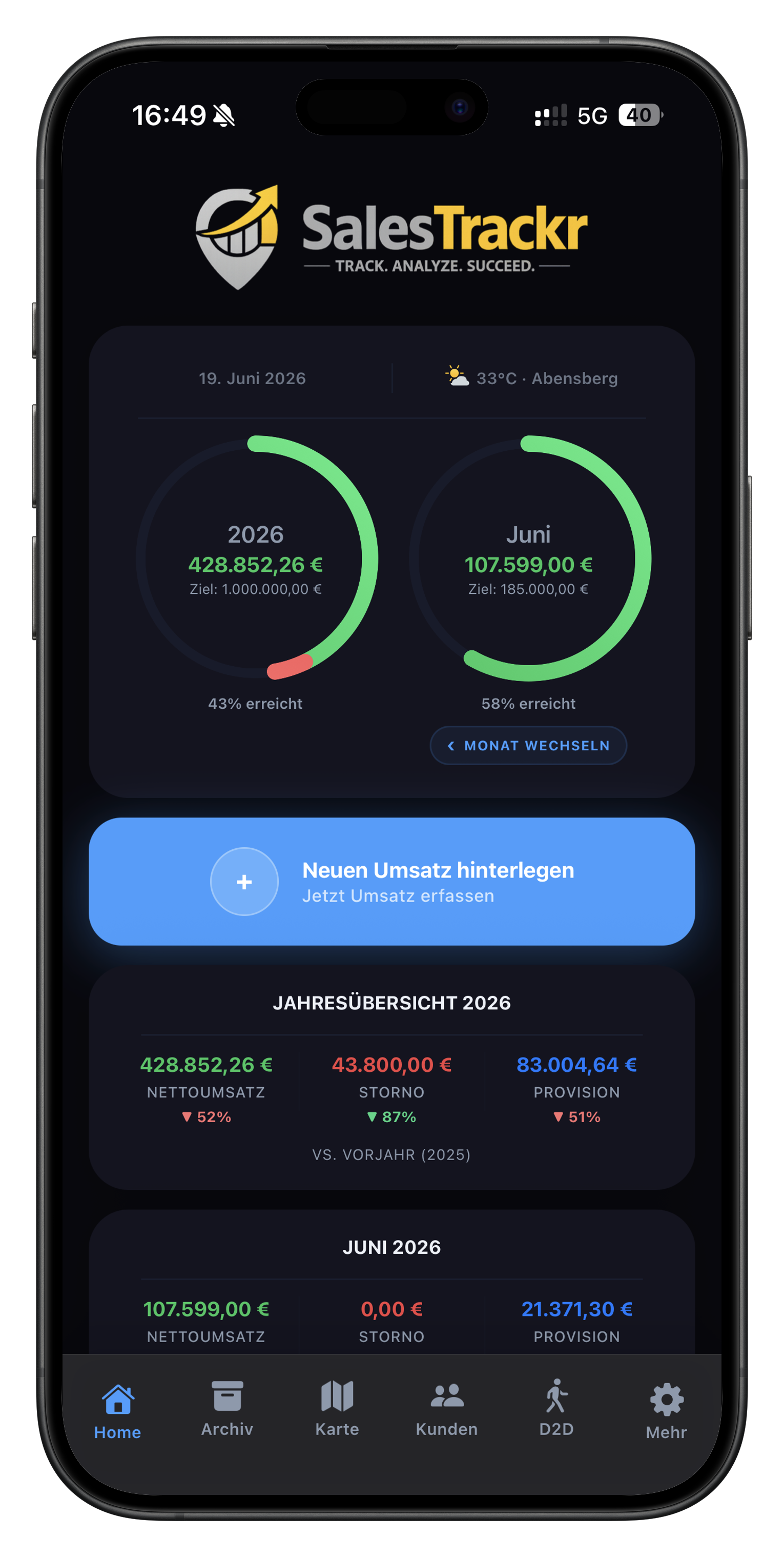 SalesTrackr App-Vorschau